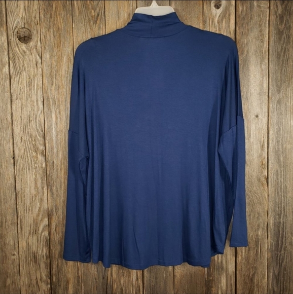 NEW Loft Blue Mock Neck Knit Top Oversized * - Picture 2 of 5